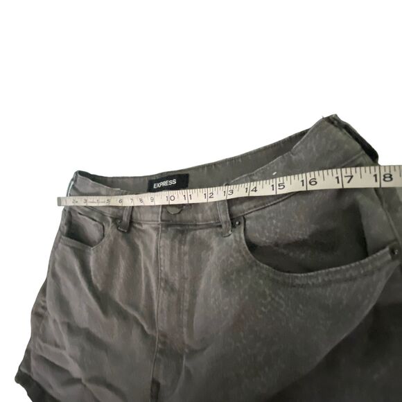 Express Gray Denim Shorts Stretch Super high Rise Shortie Size 14 - Picture 7 of 9